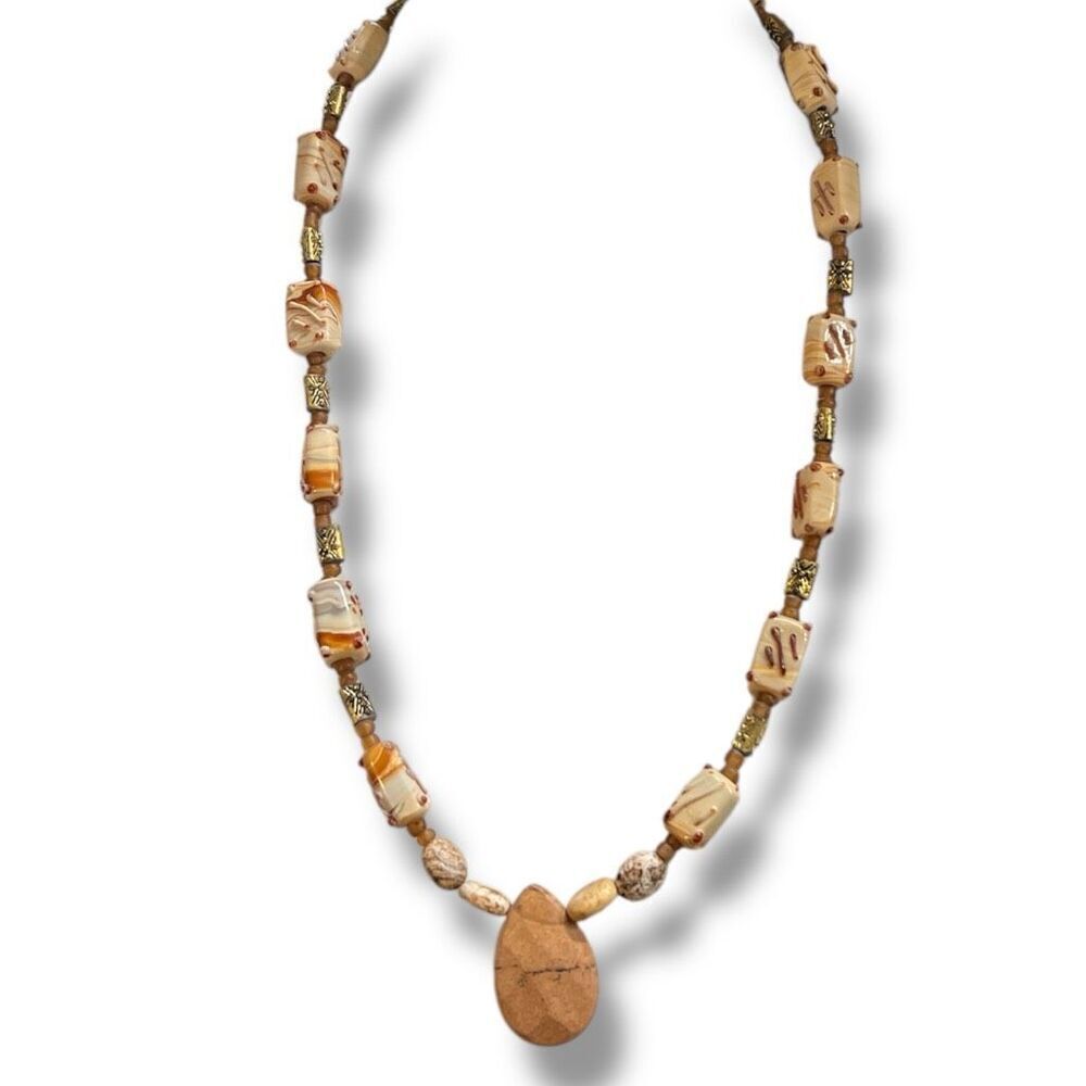 Bundle Sale 3 for $15 | 20-Inch Necklace with Unique Beads and Stone Pendant